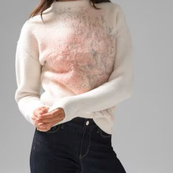 WHITE HOUSE BLACK MARKET GORGEOUS MOCK NECK FLORAL EMBELLISHED SWEATER  XS - Picture 5 of 10